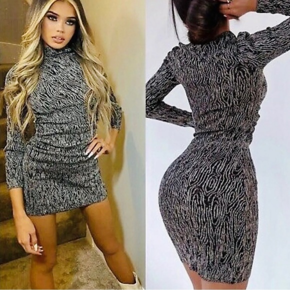 Zara BLOGGERS FAVORITE knit mini dress with gold metallic threads - Picture 7 of 8